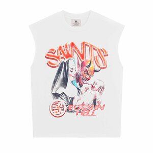 White Saint Michael Loose Print Sleeveless